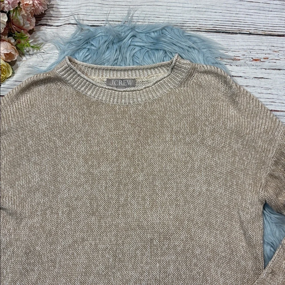 J. Crew Tan Relaxed cotton-linen blend beach sweater